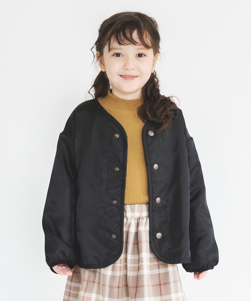 BRANSHES（ブランシェス）の「【裏ボア】ノーカラーライトジャケット（ノーカラージャケット・キッズ・カーキオリーブ/ブラック・110/100/150/130/140/90/120）」の19枚目の写真