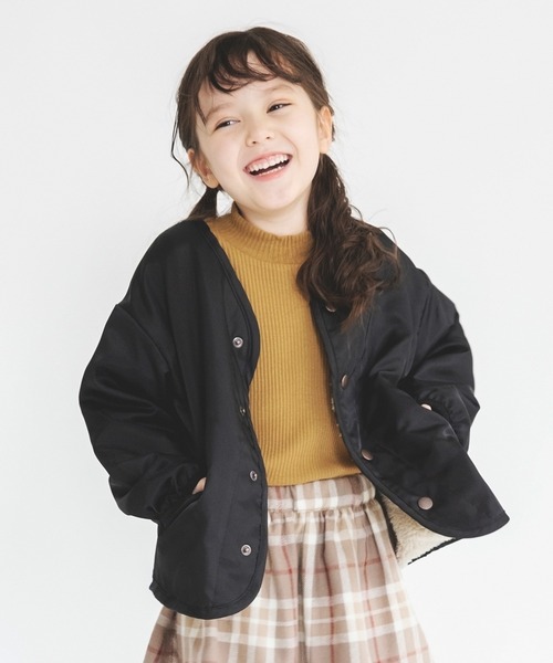 BRANSHES（ブランシェス）の「【裏ボア】ノーカラーライトジャケット（ノーカラージャケット・キッズ・カーキオリーブ/ブラック・110/100/150/130/140/90/120）」の20枚目の写真