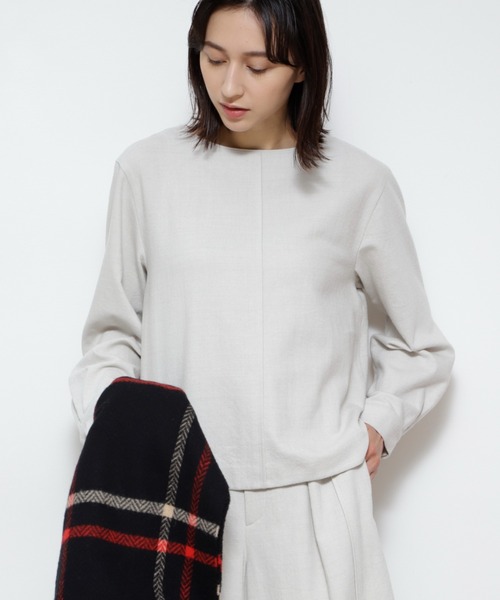 human woman(ヒューマンウーマン)の「◆セミ梳毛ツイルプルオーバー(Tシャツ/カットソー・レディース・ホワイト系その他/グレー・MEDIUM)」の1枚目の写真