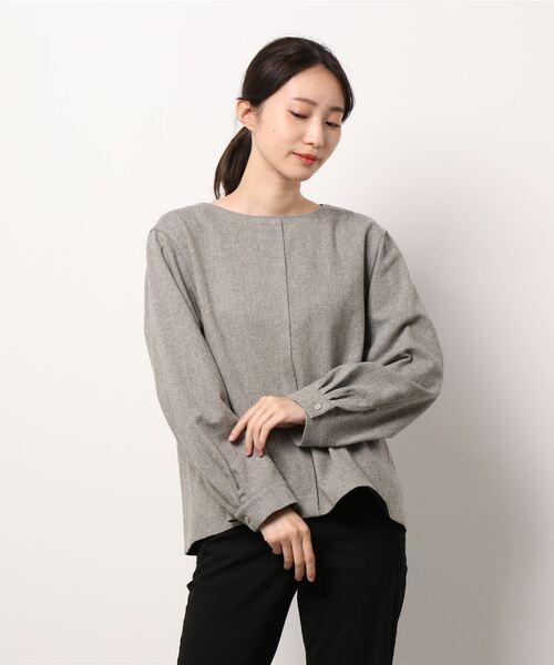 human woman(ヒューマンウーマン)の「◆セミ梳毛ツイルプルオーバー(Tシャツ/カットソー・レディース・ホワイト系その他/グレー・MEDIUM)」の14枚目の写真