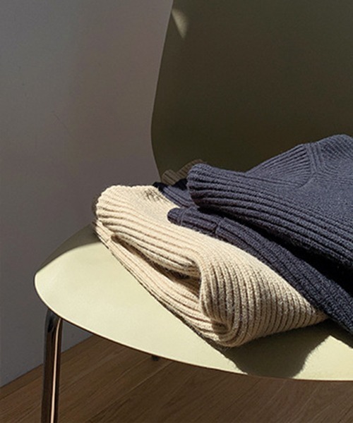 chuclla（チュクラ）の「ハイネック リブニットベスト chw21a123（ニット/セーター・レディース・ベージュ/ネイビー・FREE）」の8枚目の写真