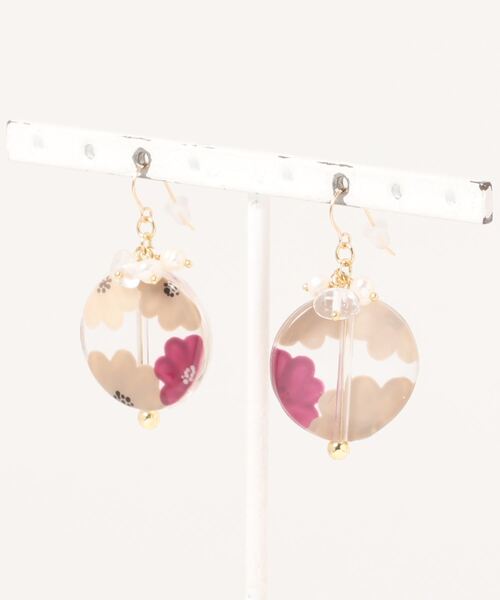tone(トーン)の「【amie】ペイントフラワーピアス(MA)(ピアス(両耳用)・レディース・パープル/ブラウン/オレンジ・FREE)」の4枚目の写真