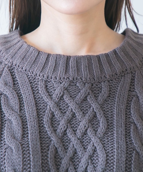 Newlyme(ニューリーミー)の「ラグランケーブルオーバーニット(ニット/セーター・レディース・チャコールグレー/グリーン/アイボリー/ライラック・M-L)」の20枚目の写真