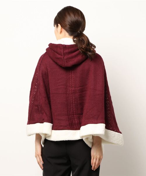 axes femme（アクシーズファム）の「裏ボアニットポンチョ（ポンチョ・レディース・ワイン/キナリ/グレー・MEDIUM）」の4枚目の写真