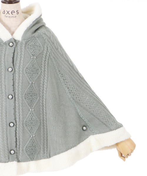 axes femme（アクシーズファム）の「裏ボアニットポンチョ（ポンチョ・レディース・ワイン/キナリ/グレー・MEDIUM）」の14枚目の写真