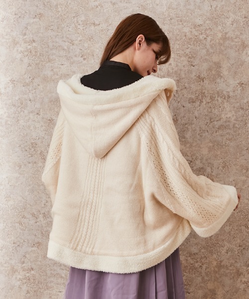 axes femme（アクシーズファム）の「裏ボアニットポンチョ（ポンチョ・レディース・ワイン/キナリ/グレー・MEDIUM）」の22枚目の写真