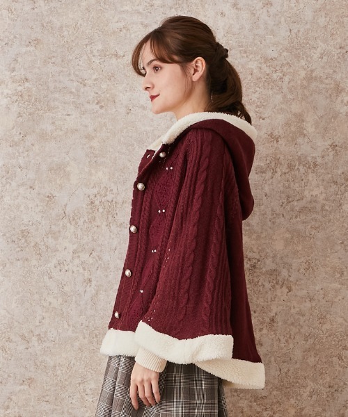 axes femme（アクシーズファム）の「裏ボアニットポンチョ（ポンチョ・レディース・ワイン/キナリ/グレー・MEDIUM）」の19枚目の写真