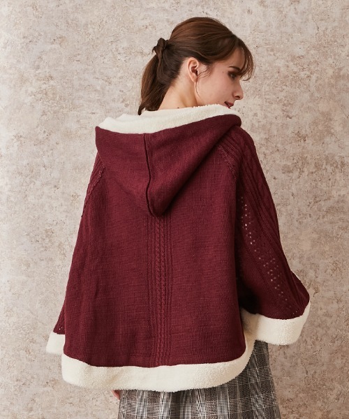 axes femme（アクシーズファム）の「裏ボアニットポンチョ（ポンチョ・レディース・ワイン/キナリ/グレー・MEDIUM）」の20枚目の写真
