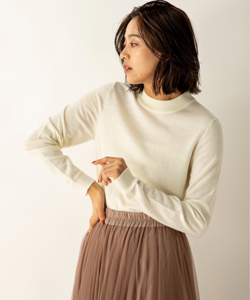 MILLION CARATS(ミリオンカラッツ)の「防縮メリノウールトップス(ニット/セーター・レディース・ブラック/ブラウン/グレー/オフホワイト/ピンク/イエロー・MEDIUM)」の20枚目の写真