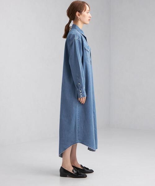 Wrangler（ラングラー）の「【別注】＜Wrangler (ラングラー)＞ ウェスタン デニム シャツ ワンピース（シャツワンピース・レディース・ライトブルー/コバルトブルー・FREE）」の4枚目の写真