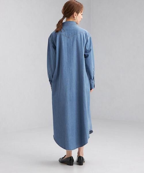 Wrangler（ラングラー）の「【別注】＜Wrangler (ラングラー)＞ ウェスタン デニム シャツ ワンピース（シャツワンピース・レディース・ライトブルー/コバルトブルー・FREE）」の5枚目の写真