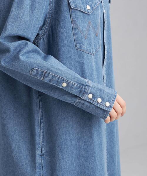Wrangler（ラングラー）の「【別注】＜Wrangler (ラングラー)＞ ウェスタン デニム シャツ ワンピース（シャツワンピース・レディース・ライトブルー/コバルトブルー・FREE）」の7枚目の写真