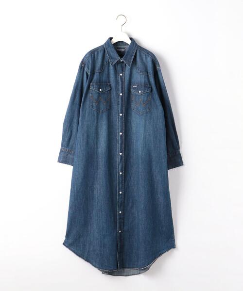 Wrangler（ラングラー）の「【別注】＜Wrangler (ラングラー)＞ ウェスタン デニム シャツ ワンピース（シャツワンピース・レディース・ライトブルー/コバルトブルー・FREE）」の16枚目の写真