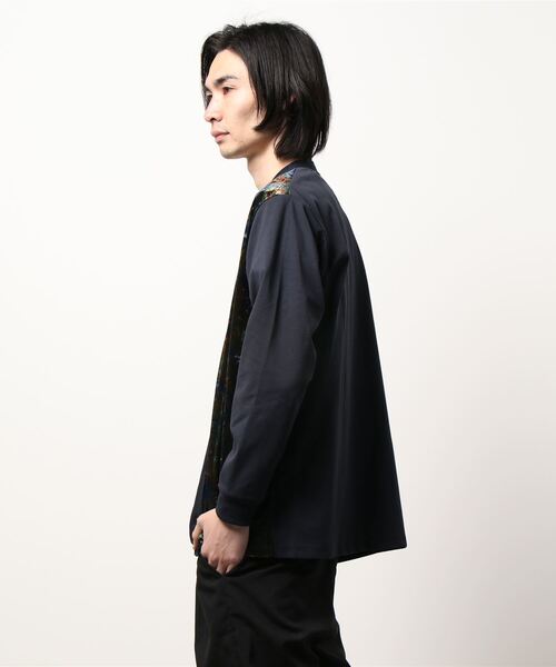 RATTLE TRAP（ラトルトラップ）の「スムース×ベロアペイズリー柄カーディガン（カーディガン/ボレロ・メンズ・ネイビー/ブラック・M/L）」の3枚目の写真