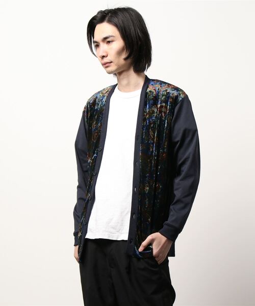 RATTLE TRAP（ラトルトラップ）の「スムース×ベロアペイズリー柄カーディガン（カーディガン/ボレロ・メンズ・ネイビー/ブラック・M/L）」の9枚目の写真