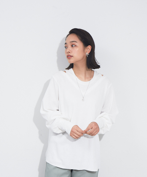 NOMINE（ノミネ）の「アメスリタンクレイヤードハニカムプルオーバー（Tシャツ/カットソー・レディース・ホワイト/ブラック/オレンジ/グレイッシュベージュ・フリー）」の21枚目の写真