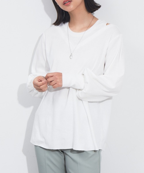 NOMINE（ノミネ）の「アメスリタンクレイヤードハニカムプルオーバー（Tシャツ/カットソー・レディース・ホワイト/ブラック/オレンジ/グレイッシュベージュ・フリー）」の17枚目の写真