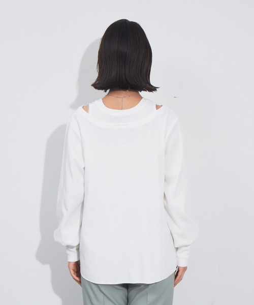 NOMINE（ノミネ）の「アメスリタンクレイヤードハニカムプルオーバー（Tシャツ/カットソー・レディース・ホワイト/ブラック/オレンジ/グレイッシュベージュ・フリー）」の5枚目の写真