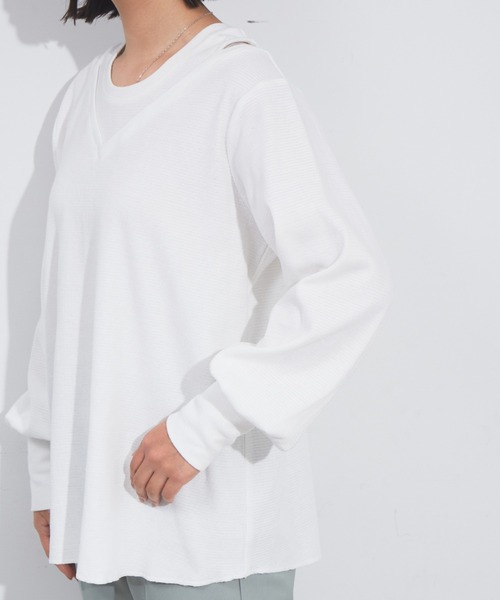 NOMINE（ノミネ）の「アメスリタンクレイヤードハニカムプルオーバー（Tシャツ/カットソー・レディース・ホワイト/ブラック/オレンジ/グレイッシュベージュ・フリー）」の9枚目の写真