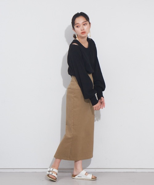 NOMINE（ノミネ）の「アメスリタンクレイヤードハニカムプルオーバー（Tシャツ/カットソー・レディース・ホワイト/ブラック/オレンジ/グレイッシュベージュ・フリー）」の14枚目の写真