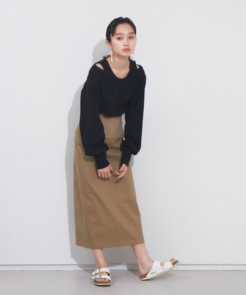 NOMINE（ノミネ）の「アメスリタンクレイヤードハニカムプルオーバー（Tシャツ/カットソー・レディース・ホワイト/ブラック/オレンジ/グレイッシュベージュ・フリー）」の6枚目の写真