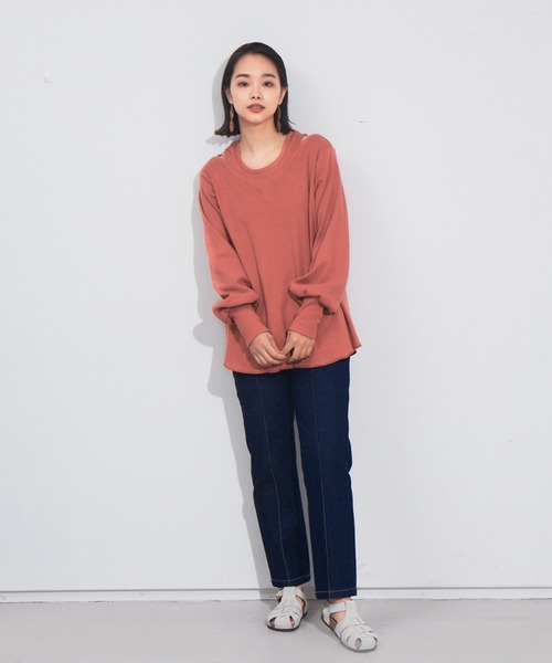 NOMINE（ノミネ）の「アメスリタンクレイヤードハニカムプルオーバー（Tシャツ/カットソー・レディース・ホワイト/ブラック/オレンジ/グレイッシュベージュ・フリー）」の8枚目の写真