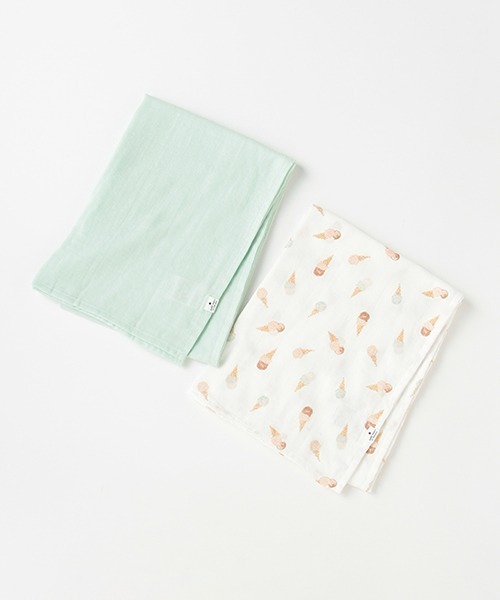 petit main（プティマイン）の「【オーガニック】スワドル2P（おくるみ・キッズ・イエロー/ブルー/ライトグリーン/ライトピンク・FREE）」の2枚目の写真