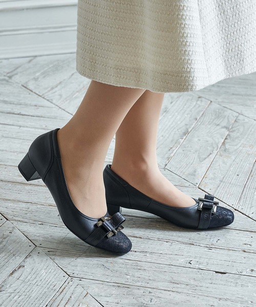 Riz raffinee（リズラフィーネ）の「【3E】バックリボンモチーフパンプス（パンプス・レディース・ベージュ/ブラック/ダークグレー/デザートカモ/ダークベージュ/タイガーカモ/ブラック系その他/ネイビー/トップグレー/その他10・22.5cm/23cm/23.5cm/24cm/24.5cm/22cm）」の16枚目の写真