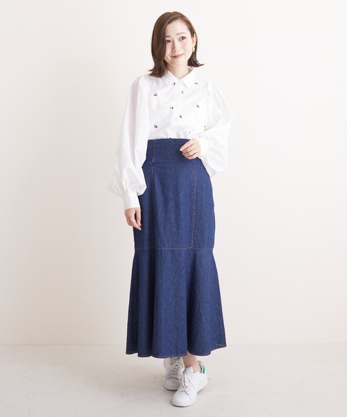 PAPAVER（パパヴェル）の「【PAPAVER】チェリー刺繍ブラウス（シャツ/ブラウス・レディース・ブラック/オフホワイト・MEDIUM）」の8枚目の写真