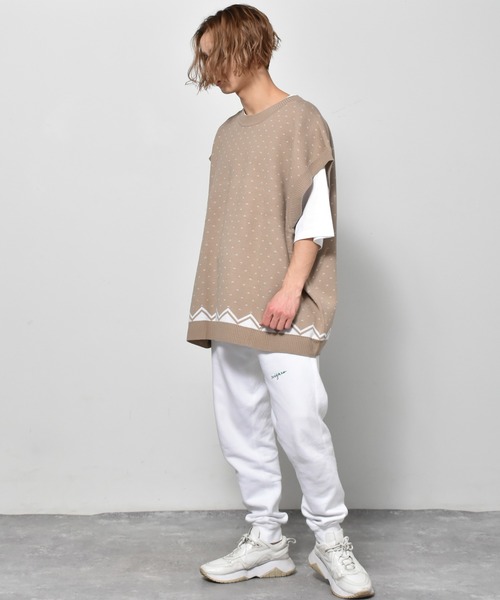 Starting Over（スターティングオーバー）の「バーズアイジャガードビッグベスト（ベスト・メンズ・ベージュ/チャコール/グリーン・M/L/XL）」の2枚目の写真