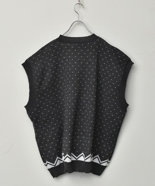 Starting Over（スターティングオーバー）の「バーズアイジャガードビッグベスト（ベスト・メンズ・ベージュ/チャコール/グリーン・M/L/XL）」の4枚目の写真