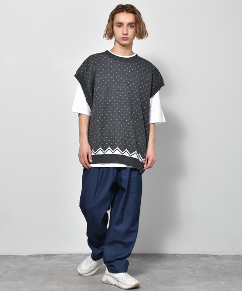 Starting Over（スターティングオーバー）の「バーズアイジャガードビッグベスト（ベスト・メンズ・ベージュ/チャコール/グリーン・M/L/XL）」の13枚目の写真