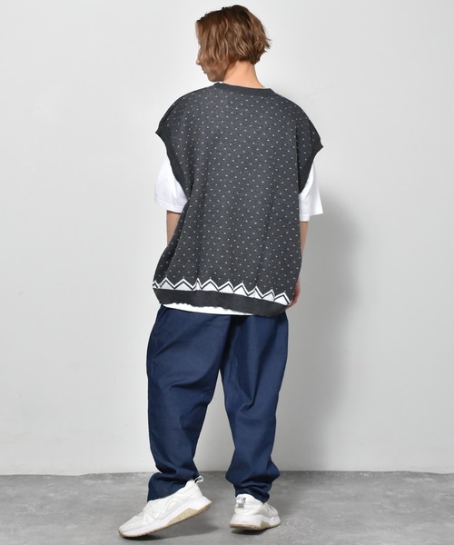 Starting Over（スターティングオーバー）の「バーズアイジャガードビッグベスト（ベスト・メンズ・ベージュ/チャコール/グリーン・M/L/XL）」の14枚目の写真