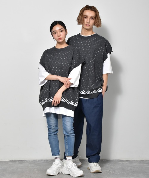 Starting Over（スターティングオーバー）の「バーズアイジャガードビッグベスト（ベスト・メンズ・ベージュ/チャコール/グリーン・M/L/XL）」の15枚目の写真