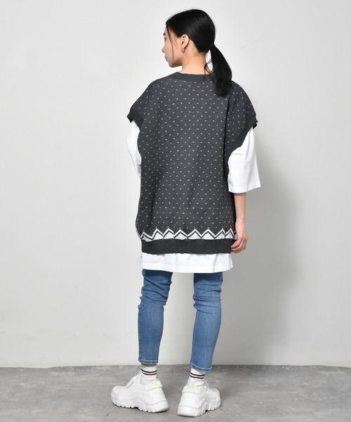 Starting Over（スターティングオーバー）の「バーズアイジャガードビッグベスト（ベスト・メンズ・ベージュ/チャコール/グリーン・M/L/XL）」の12枚目の写真