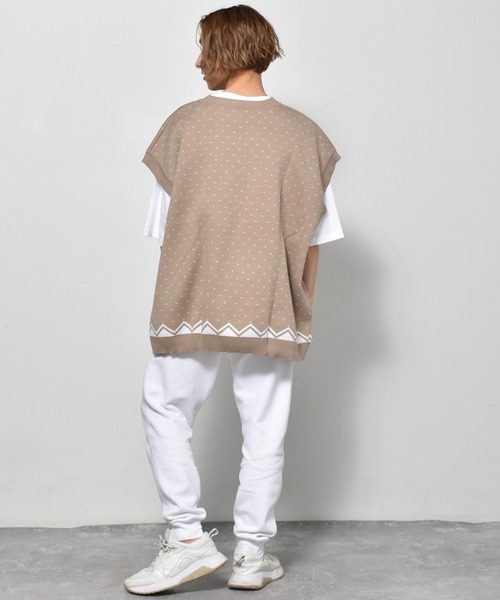 Starting Over（スターティングオーバー）の「バーズアイジャガードビッグベスト（ベスト・メンズ・ベージュ/チャコール/グリーン・M/L/XL）」の18枚目の写真