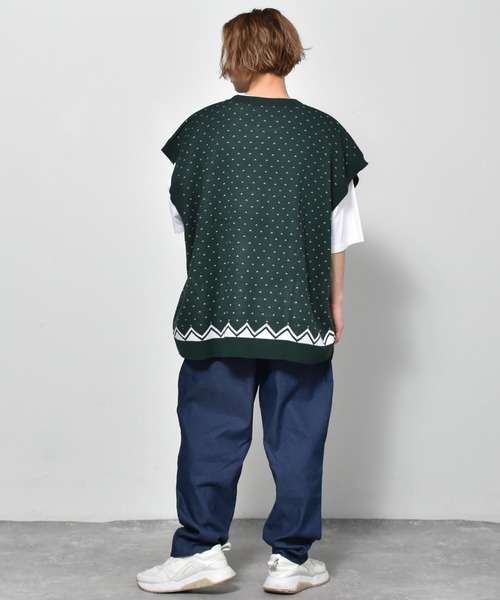 Starting Over（スターティングオーバー）の「バーズアイジャガードビッグベスト（ベスト・メンズ・ベージュ/チャコール/グリーン・M/L/XL）」の21枚目の写真