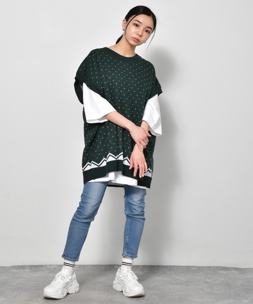 Starting Over（スターティングオーバー）の「バーズアイジャガードビッグベスト（ベスト・メンズ・ベージュ/チャコール/グリーン・M/L/XL）」の19枚目の写真