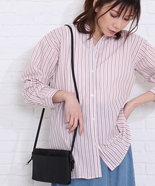 SHOO・LA・RUE(シューラルー)の「◆【2点セット】バンドカラーシャツ+タンクトップ(シャツ/ブラウス・レディース・ライトグリーン系2/イエロー系2/ピンク系7/ブルー系7・02/03/04)」の4枚目の写真