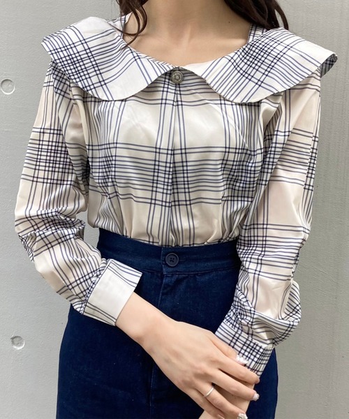 titty＆Co. PETIT（ティティアンドコープティ）の「【titty&Co.PETIT】ラウンドカラーチェックブラウス（シャツ/ブラウス・レディース・アイボリー・FREE）」の5枚目の写真