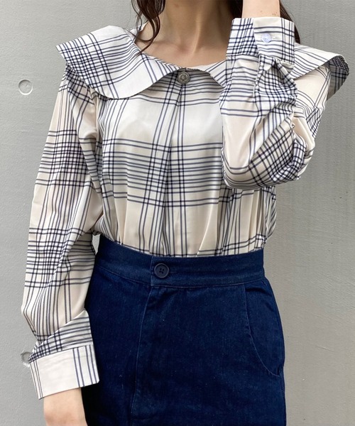titty＆Co. PETIT（ティティアンドコープティ）の「【titty&Co.PETIT】ラウンドカラーチェックブラウス（シャツ/ブラウス・レディース・アイボリー・FREE）」の3枚目の写真