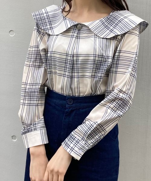 titty＆Co. PETIT（ティティアンドコープティ）の「【titty&Co.PETIT】ラウンドカラーチェックブラウス（シャツ/ブラウス・レディース・アイボリー・FREE）」の2枚目の写真