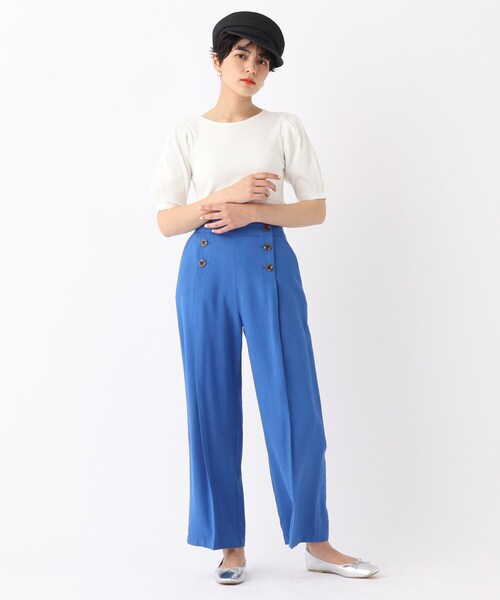 OPAQUE.CLIP(オペークドットクリップ)の「◆スペインピマコットン ギャザースリーブリブカットソー(Tシャツ/カットソー・レディース・マスタード/ホワイト系/ホワイト系その他3/ブラック・38/36/42/40)」の12枚目の写真