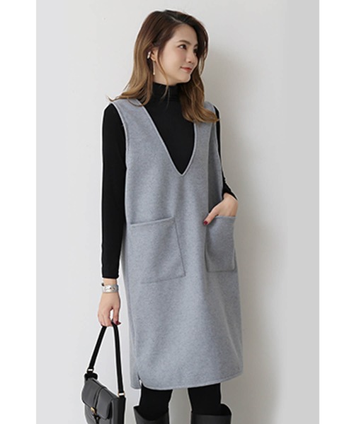 【関税込み】Valentino ゴールド Vネック ミディアムワンピース セール】ミディアムワンピース Vネック ワンピース 重ね着