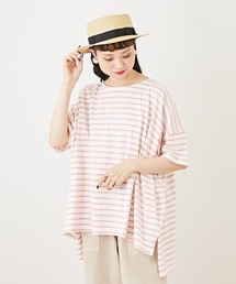 CUBE SUGAR（キューブシュガー）の「WEB限定天竺カットソースクエアボーダーTシャツ（Tシャツ/カットソー）」