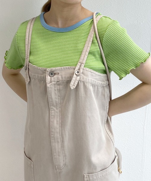 w closet（ダブルクローゼット）の「クルーネックバックシャンクロップドTシャツ（Tシャツ/カットソー・レディース・オフホワイト/ピンク系その他/カーキ/ブラック/ライム/オレンジ/ホワイト×ブラック/ライトピンク・FREE）」の5枚目の写真