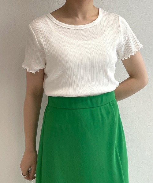 w closet（ダブルクローゼット）の「クルーネックバックシャンクロップドTシャツ（Tシャツ/カットソー・レディース・オフホワイト/ピンク系その他/カーキ/ブラック/ライム/オレンジ/ホワイト×ブラック/ライトピンク・FREE）」の10枚目の写真