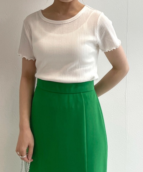 w closet（ダブルクローゼット）の「クルーネックバックシャンクロップドTシャツ（Tシャツ/カットソー・レディース・オフホワイト/ピンク系その他/カーキ/ブラック/ライム/オレンジ/ホワイト×ブラック/ライトピンク・FREE）」の14枚目の写真