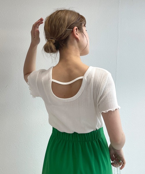 w closet（ダブルクローゼット）の「クルーネックバックシャンクロップドTシャツ（Tシャツ/カットソー・レディース・オフホワイト/ピンク系その他/カーキ/ブラック/ライム/オレンジ/ホワイト×ブラック/ライトピンク・FREE）」の15枚目の写真