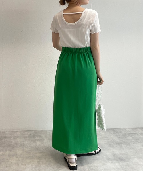 w closet（ダブルクローゼット）の「クルーネックバックシャンクロップドTシャツ（Tシャツ/カットソー・レディース・オフホワイト/ピンク系その他/カーキ/ブラック/ライム/オレンジ/ホワイト×ブラック/ライトピンク・FREE）」の16枚目の写真